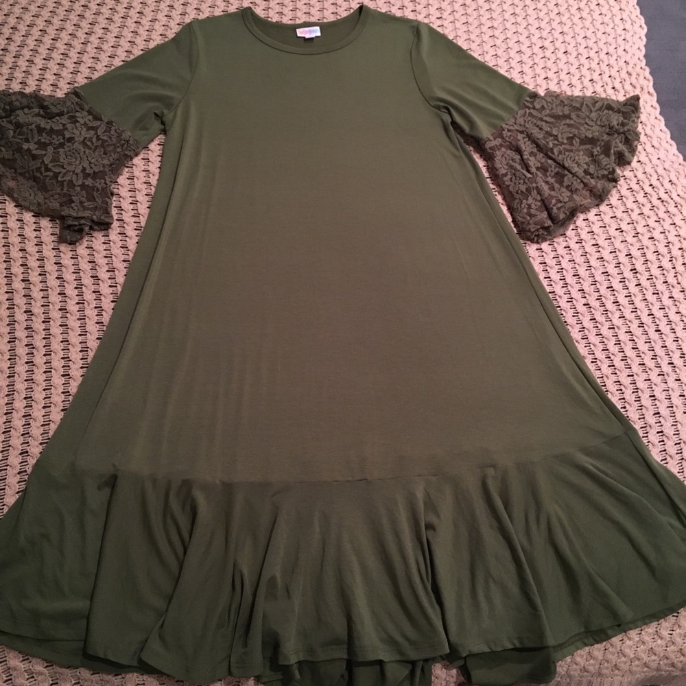 LLR Lularoe Dress NWOT Maurine Olive Green Lace